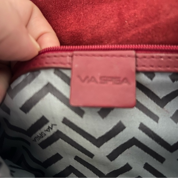 Red Suede Clutch with Intricate Decorative Band - Picture 6 of 8